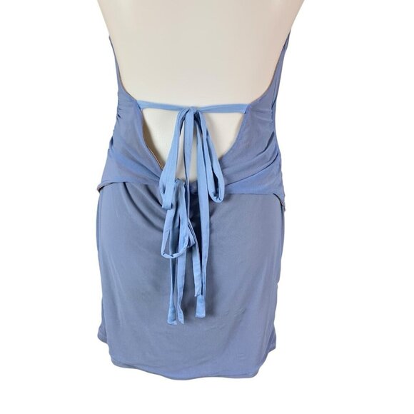 Majorelle Juliet Blue Ruched Halter Mini Dress Sleeveless Backless Bodycon Large - Picture 9 of 11